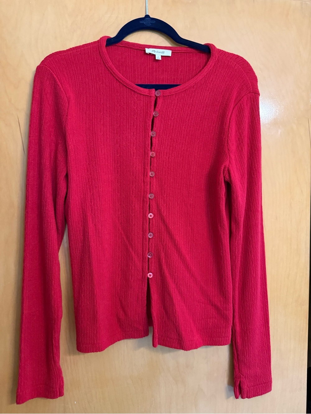 Madewell Bright Red Ribbed Button-Front Cardigan - Picture 4 of 7